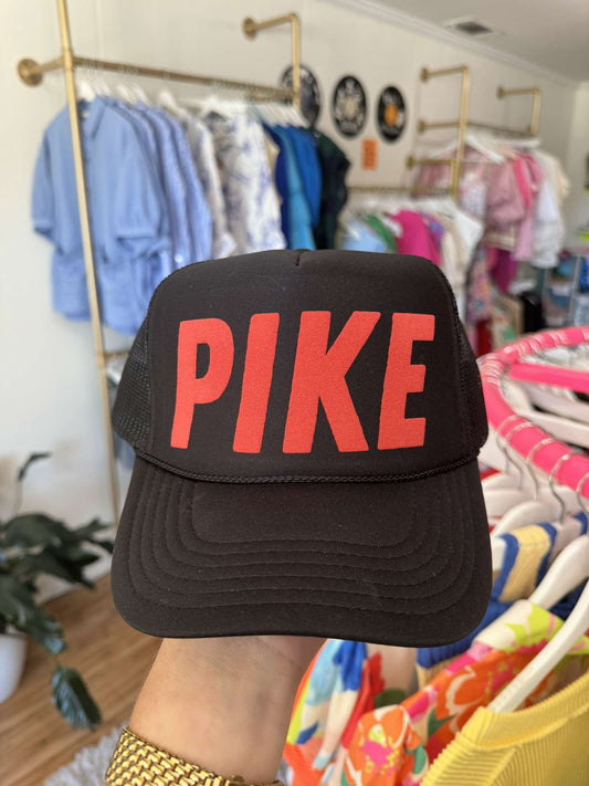 *MADE TO ORDER* Pike Trucker Hat - Black with Red