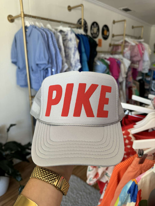 *MADE TO ORDER* Pike Trucker Hat - Gray with Red