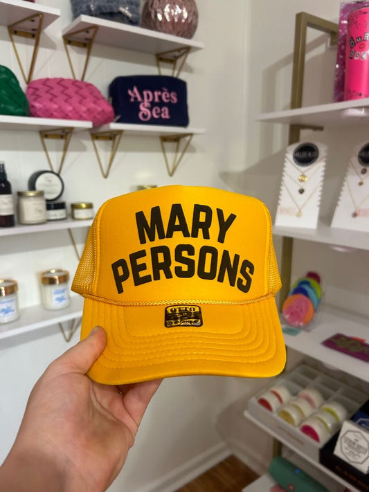 *MADE TO ORDER* Mary Persons Trucker Hat - Gold with Black