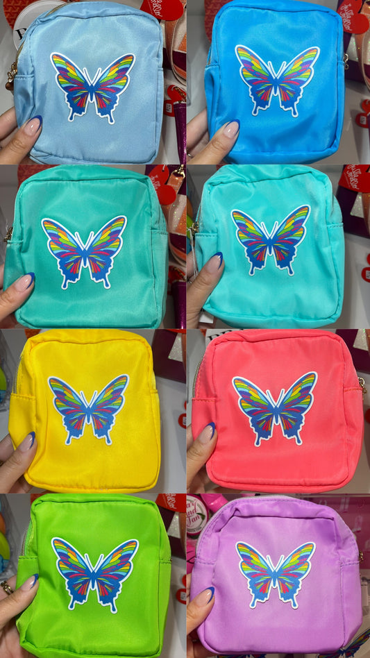 Blue Morning Butterfly Mini Makeup Bag