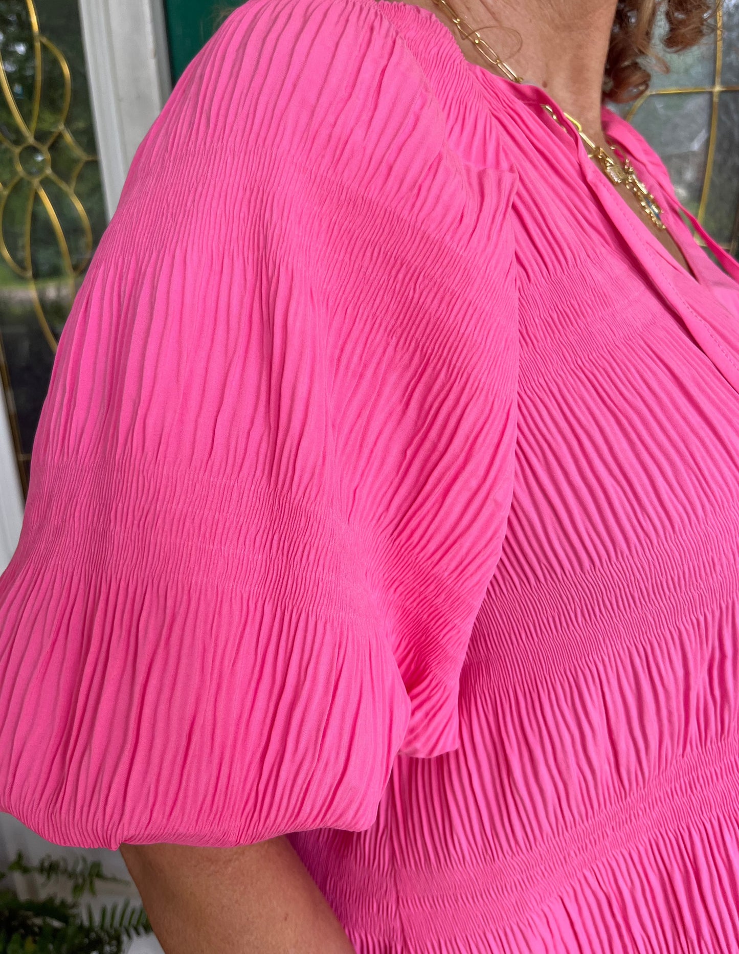 Ivey textured top- pink