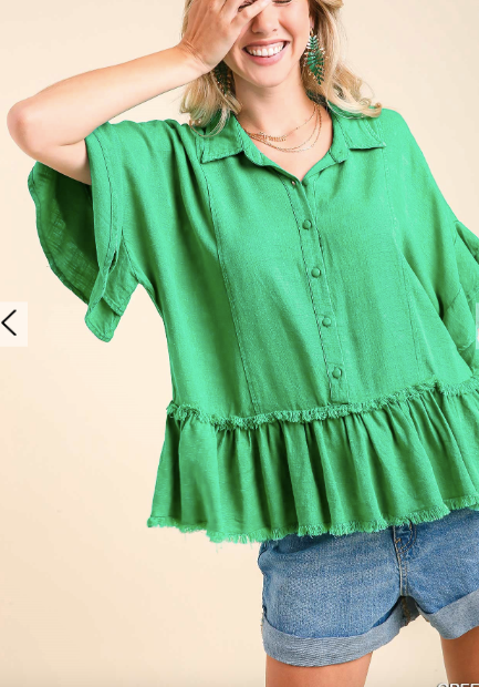 Touch Grass Collared Blouse