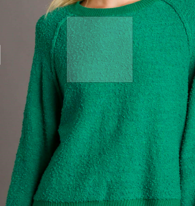 Puff Sleeve Boat Neck Sweater - green