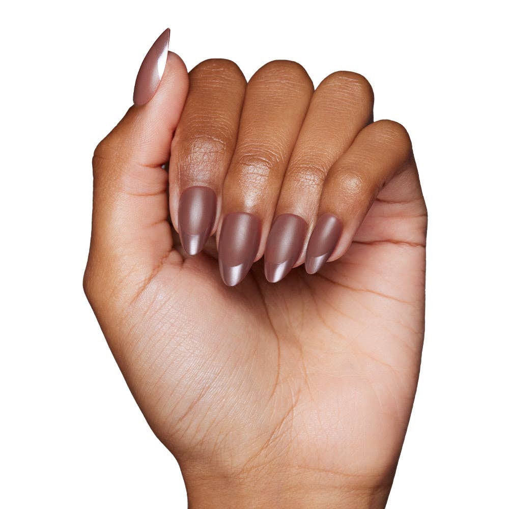 Terra Press-On Nails | Dark Brown Short Almond Nails - Glamnetic