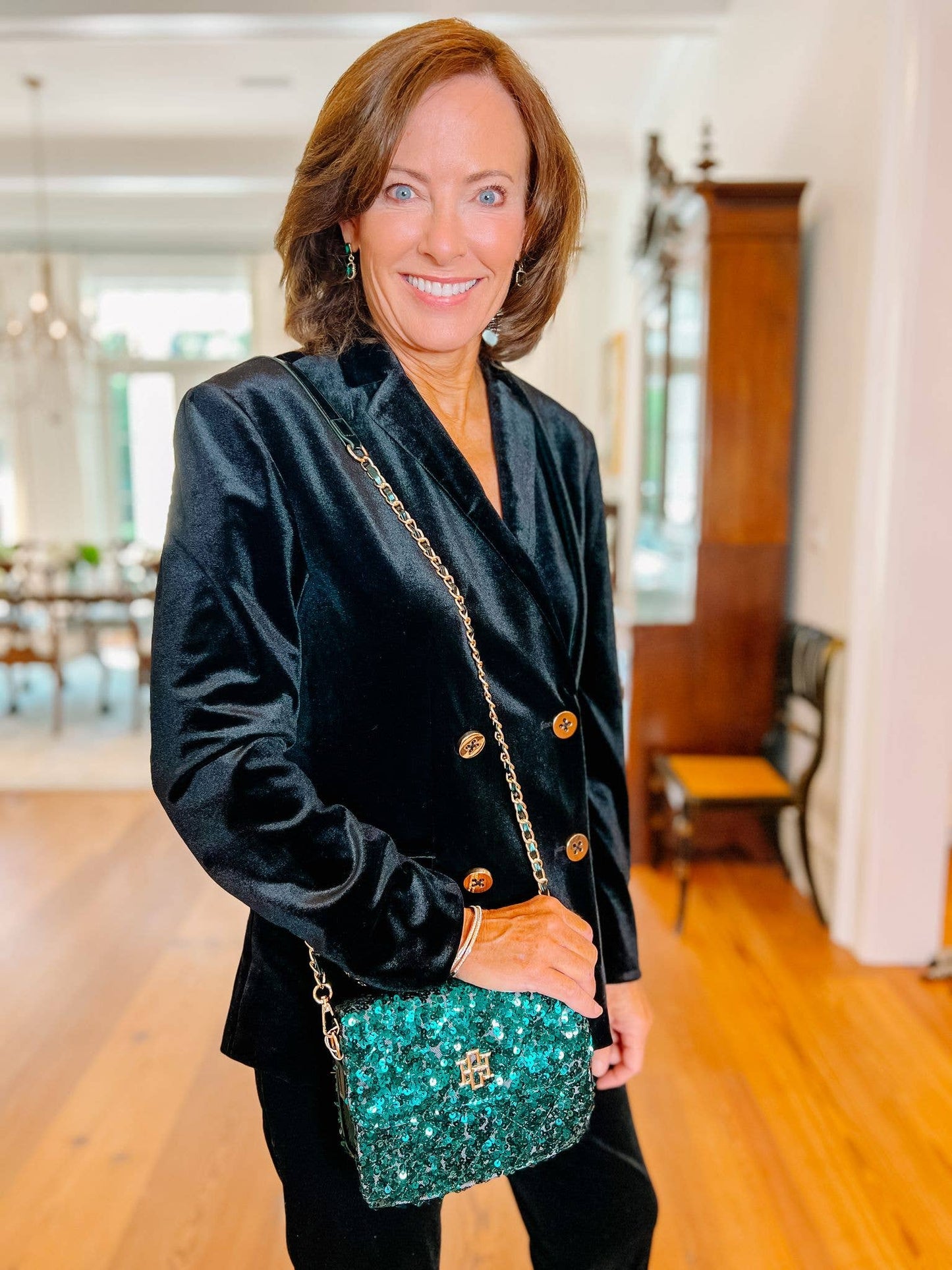 Evelyn Crossbody - Emerald Sequin