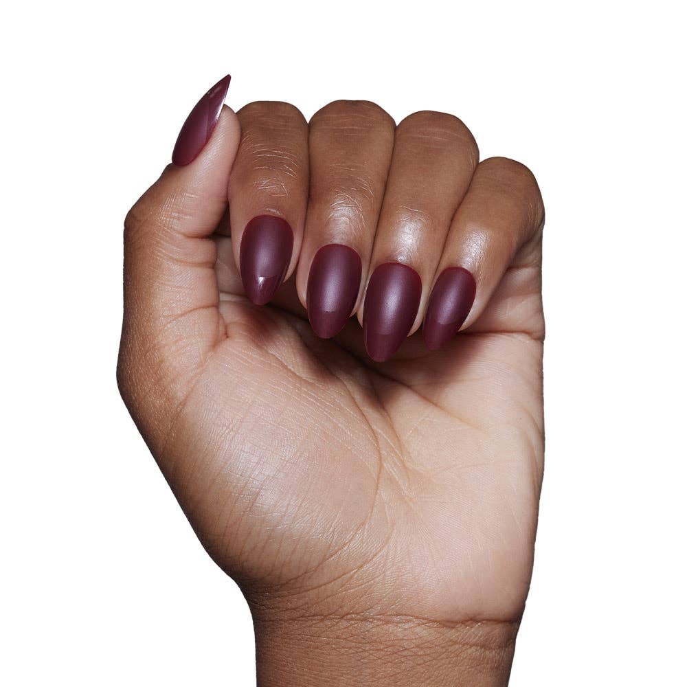 Merlot Press-On Nails| Matte Finish| Gloss French Tip| Short - Glamnetic