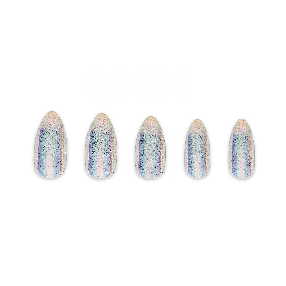 Stardust Press-On Nails| Clear Holographic Finish| Almond