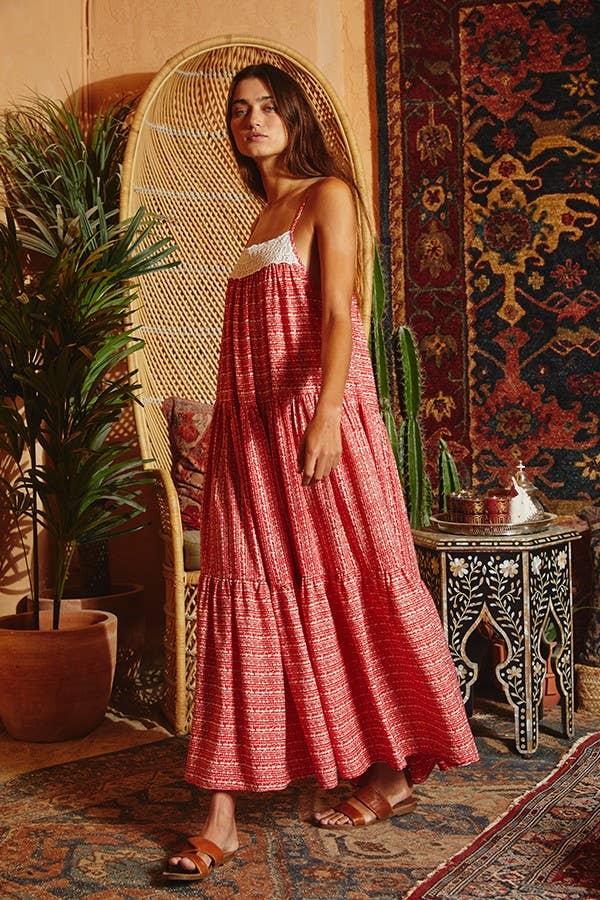 Red Rover Tiered Maxi Dress