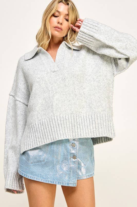 Polo Collar Oversized Sweater