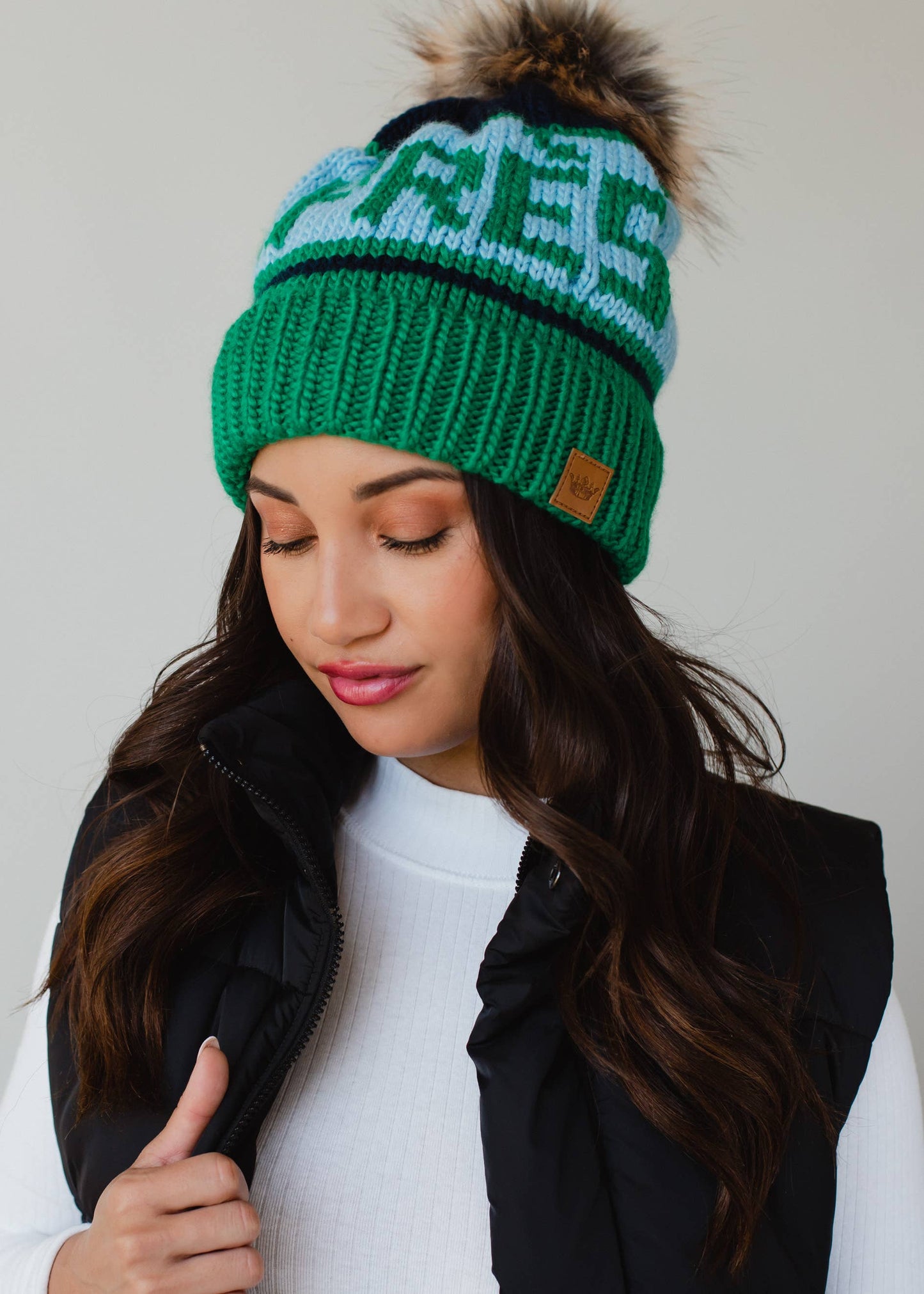 Apres Pom-Pom Beanie Hat - Green