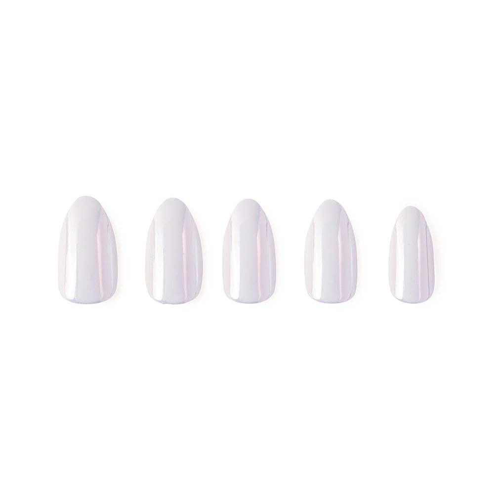 Moonlight Press-On Nails|Pearlescent White| Short Almond - Glamnetic