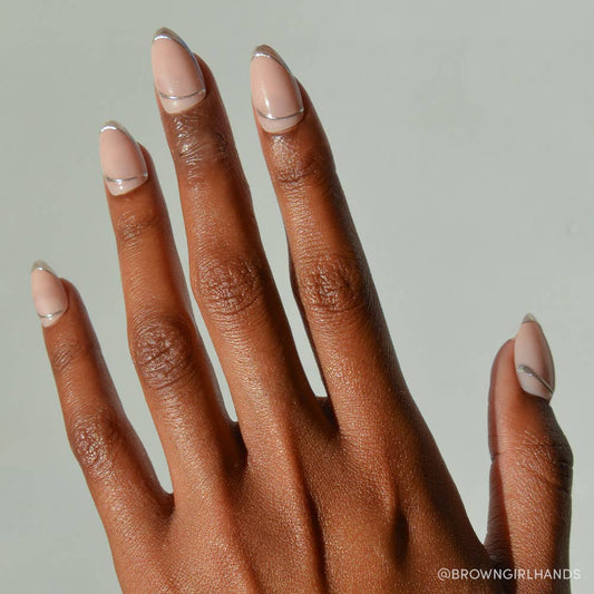 Whipped Press-On Nails| 3D Silver Foil Swirls| Short Almond