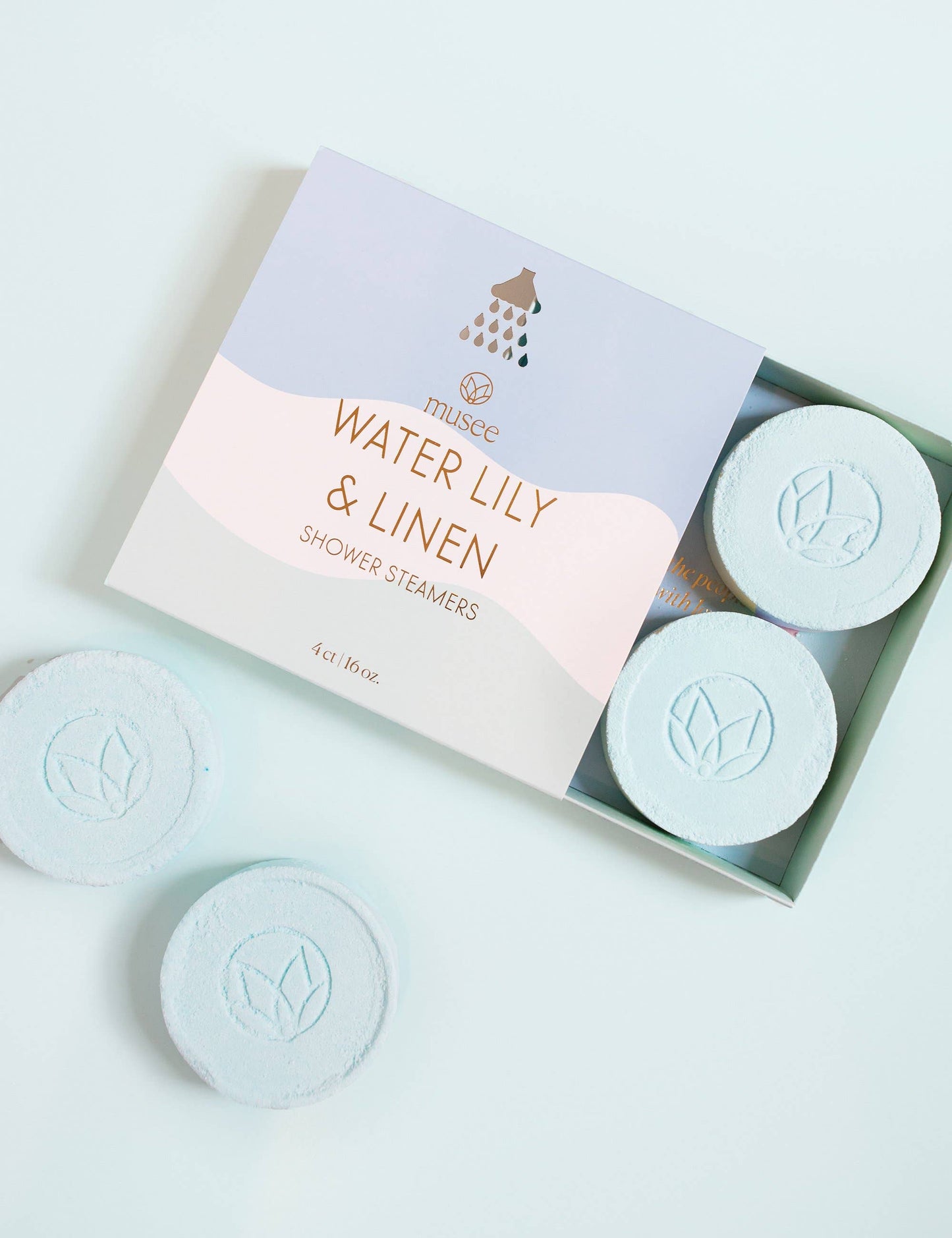 Water Lily & Linen Shower Steamers by Musee