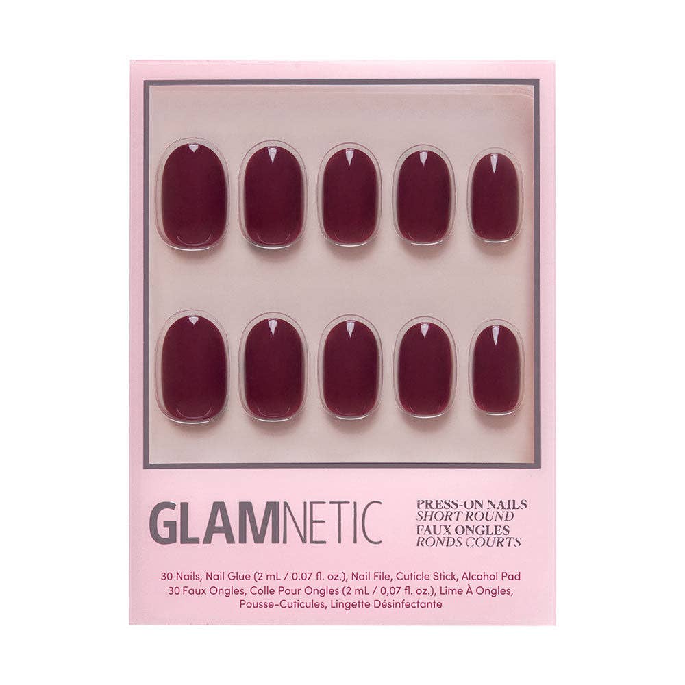 Berry Maroon Press-On Nails | Fall Solids | Short Round - Glamnetic