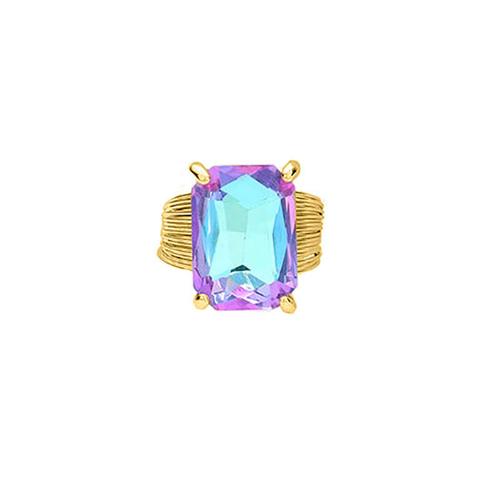 Crystal Adjustable Ring: Lavender