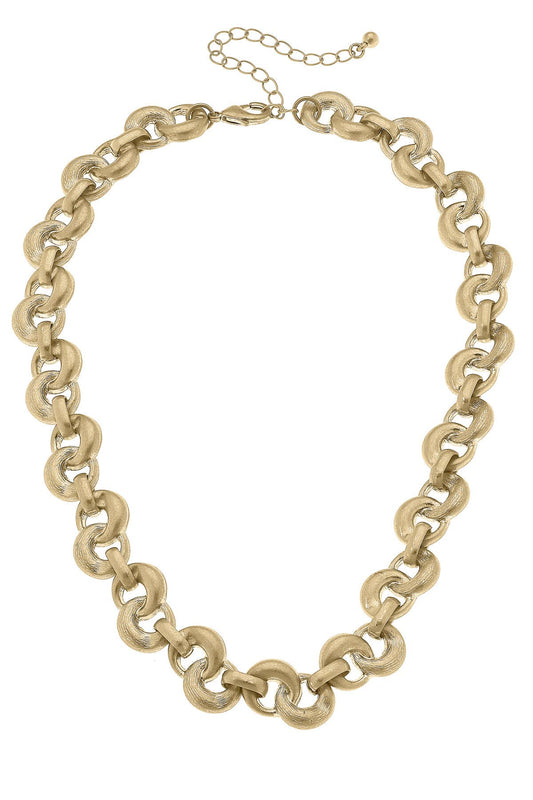 Jacqueline Chunky Linked Necklace in Worn Gold