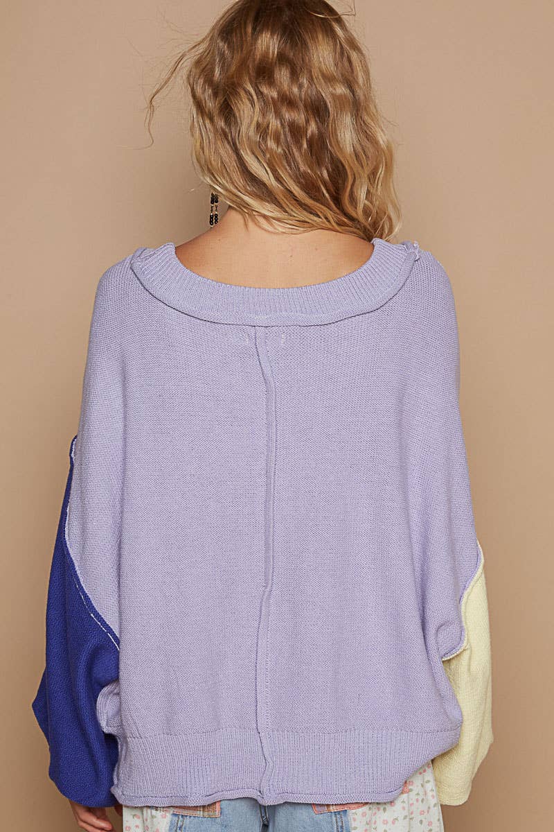 Colorblock Balloon Sleeve Sweater