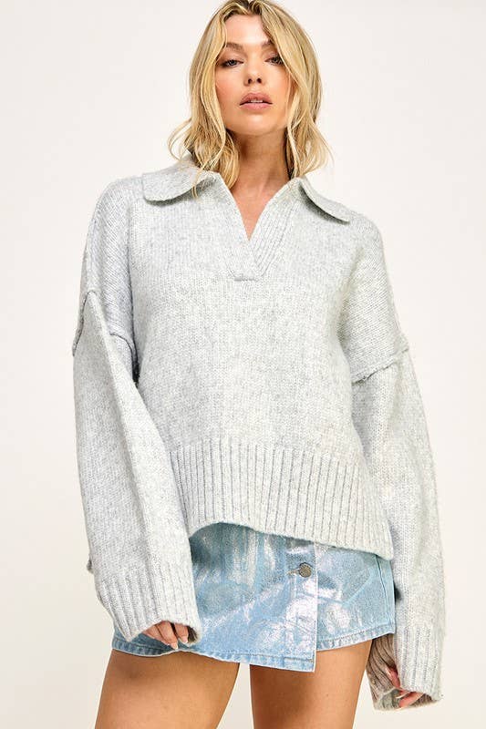 Polo Collar Oversized Sweater