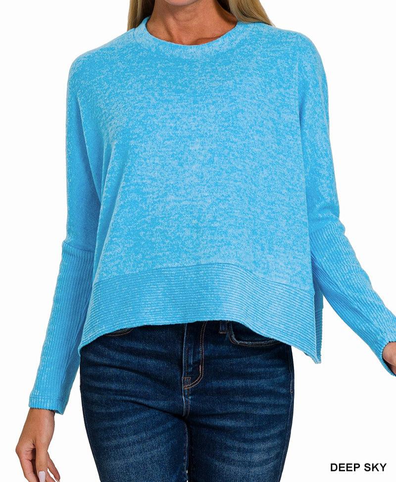 Dolman Sleeve Sweater Top - Deep Sky