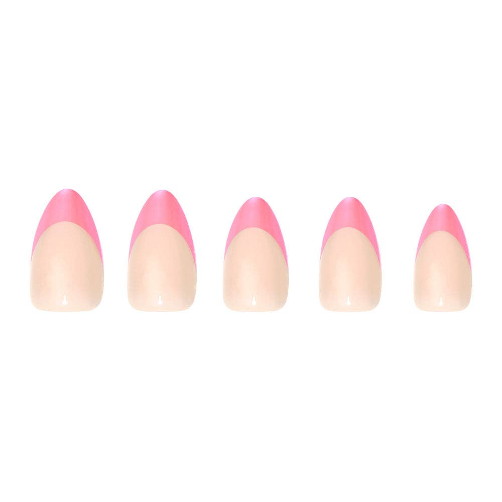 Bubble Gum Glaze Press-On Nails|Pink French Tip|Pink - Glamnetic