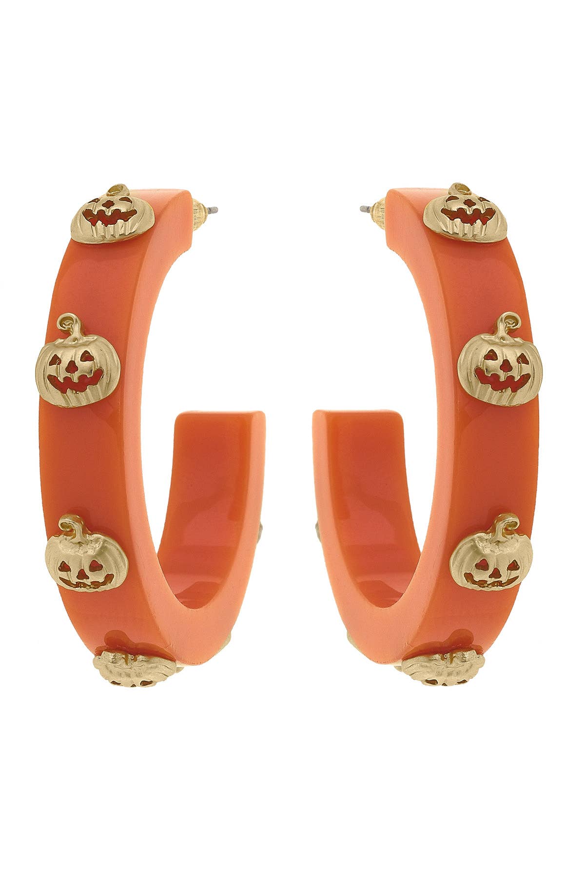 Jack-O'-Lantern Resin Hoop Earrings by Canvas