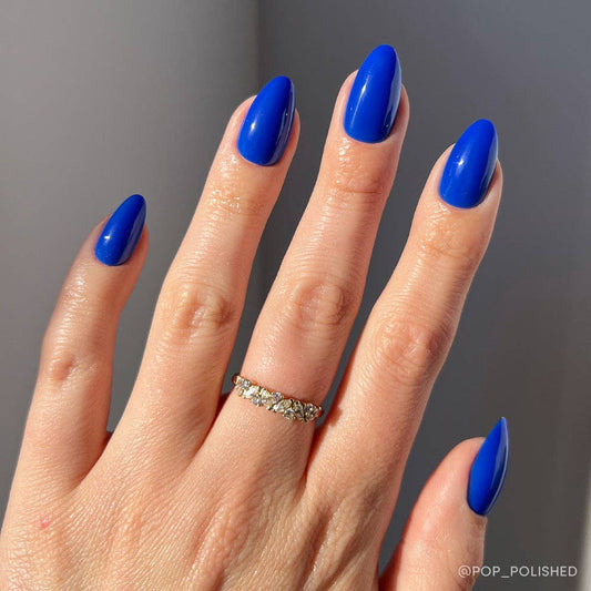 Cobalt Blue Press-On Nails | Solid Nail| Short Almond Length - Glamnetic