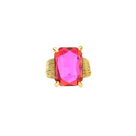 Crystal Rose Pink Adjustable Ring