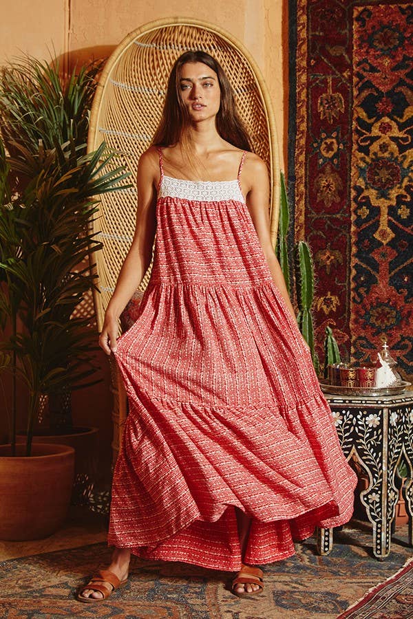 Red Rover Tiered Maxi Dress