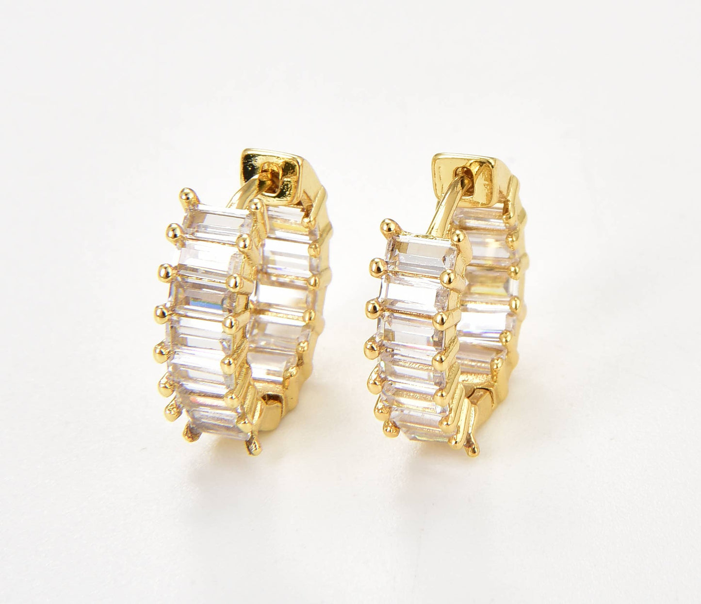 Gold Filled Baguette Huggie Hoops