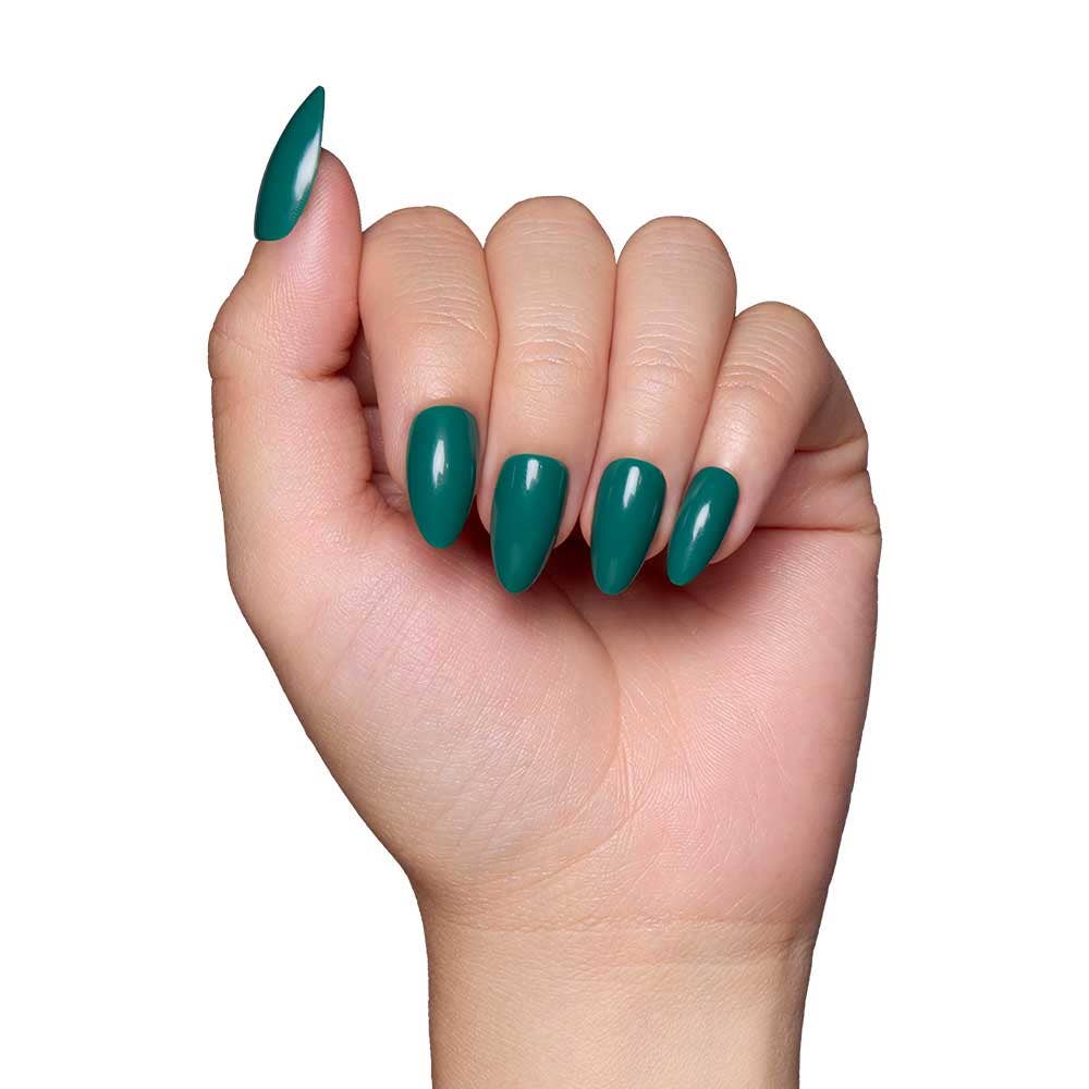 Emerald Green Press-On Nails | Short Almond |Solid | Holiday