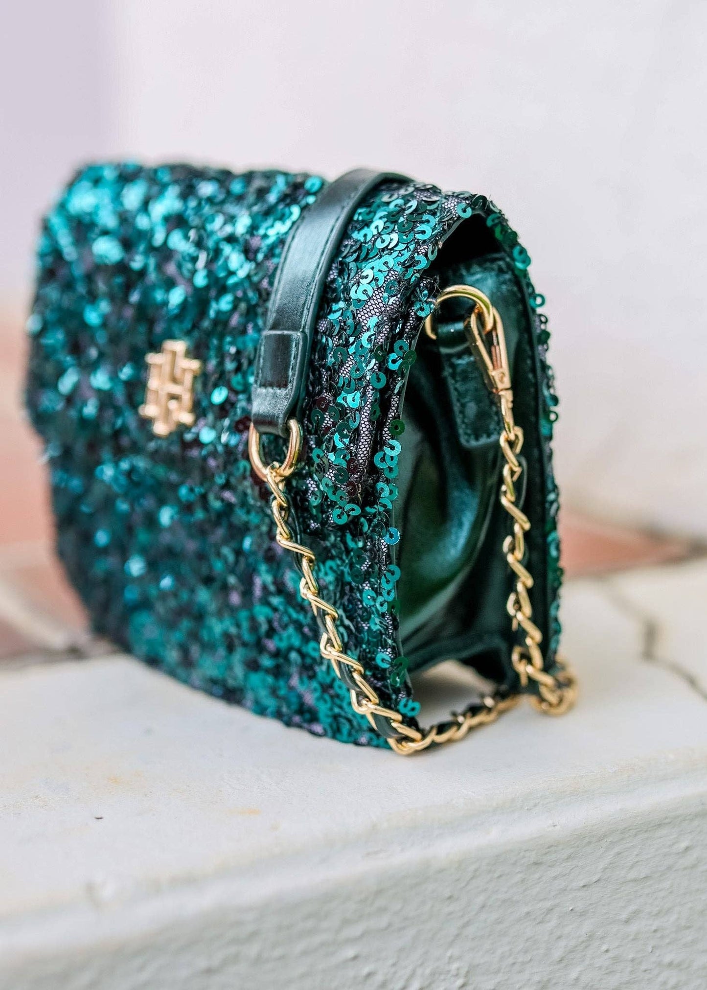 Evelyn Crossbody - Emerald Sequin