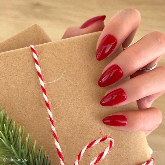 Classic Red Press-On Nails | Short Almond Holiday SolidNails