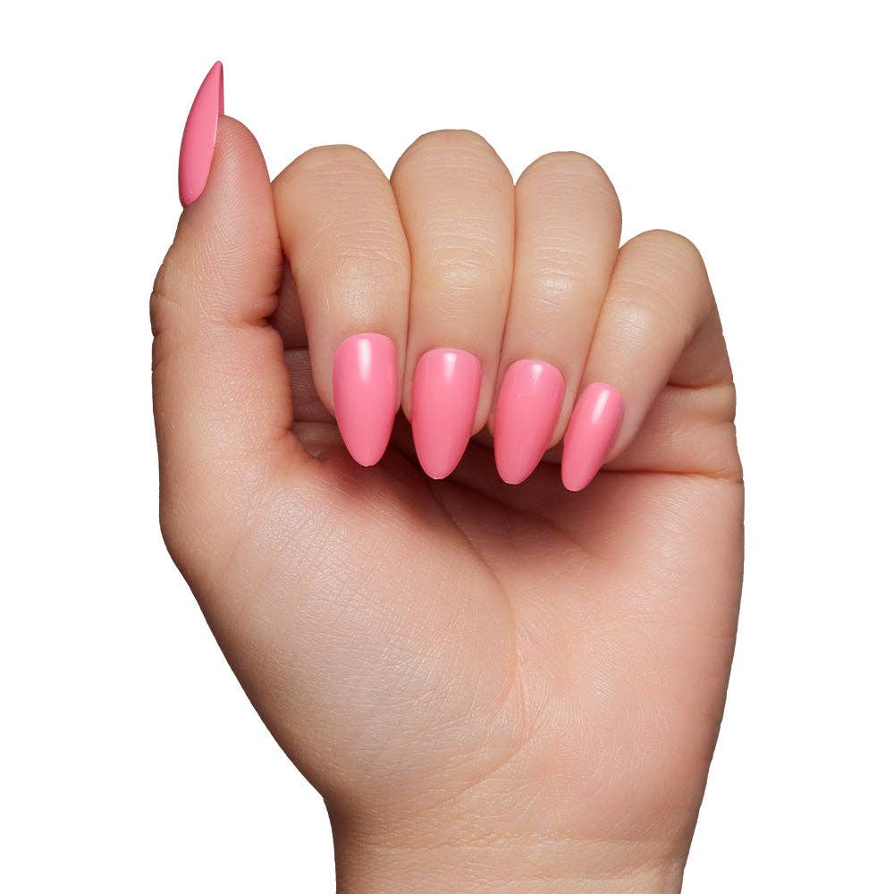 Flamingo Pink Press-On Nails | Solid Nails | Short Almond - Glamnetic