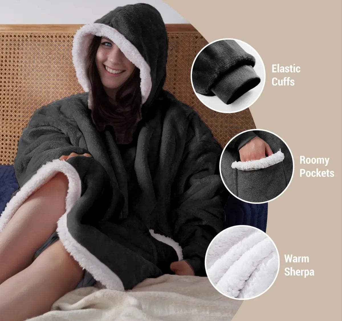 All The Cuddles Wearable Hooded Blanket