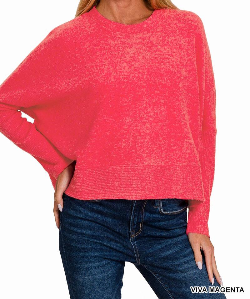 Dolman Sleeve Sweater Top - Viva Magenta