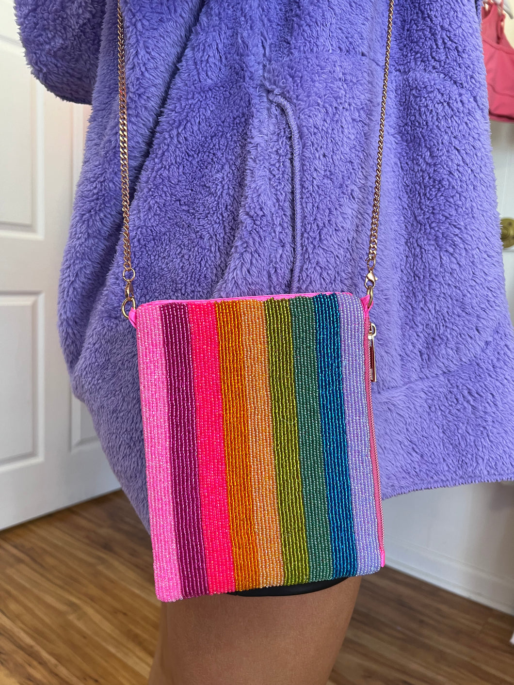 Rainbow Beaded Mobile Bag